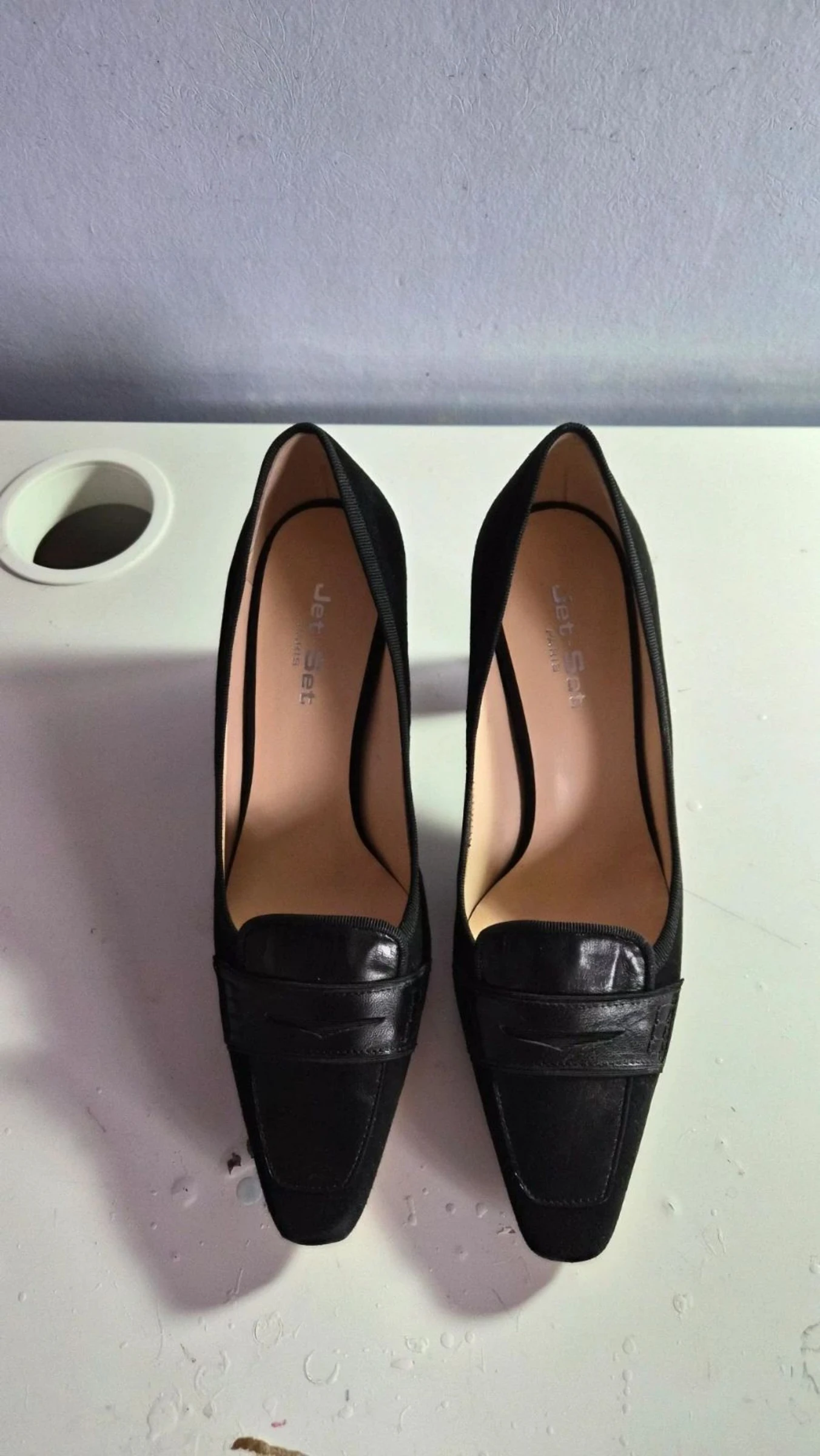 Scarpins / Sapatos de salto feminino preto couro e camurça Jet set tamanho 37 – photo 5